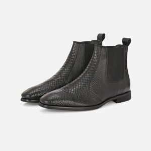 Black Textured Leather Chelsea Boots – Statement in Style