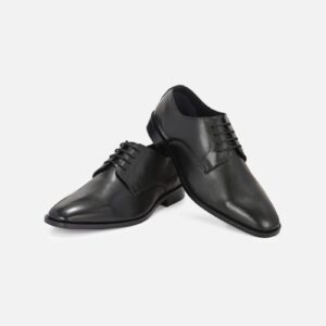 Black Leather Derby Shoes – Modern Formal Classic